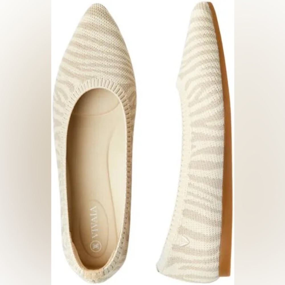 VIVAIA | POINTED TOE BALLET FLATS ARIA 5* IN ZEBRA NUDE PRINT SIZE 9 US EUR 40 - Picture 3 of 7